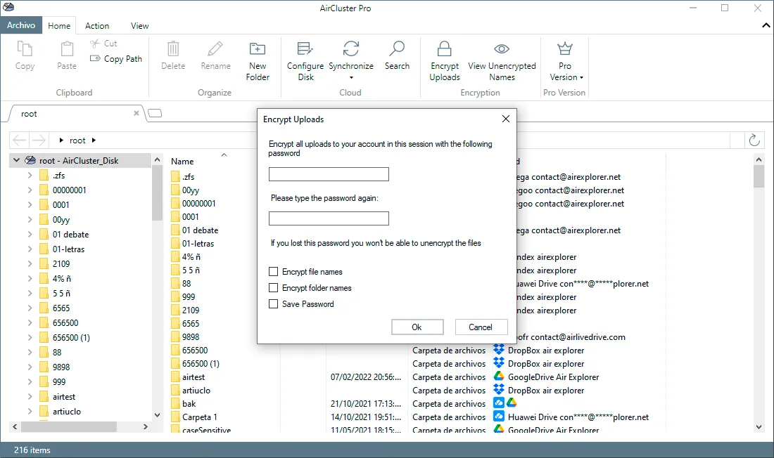 Encrypt files locally before they reach the professional server in Air Explorer