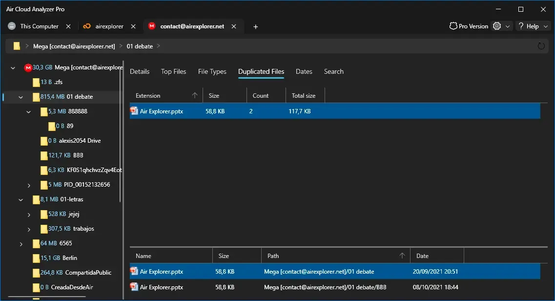 Finding duplicate files with Air Cloud Analyzer