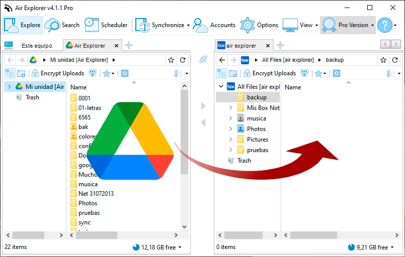 Move your Google Drive files to another clouds
