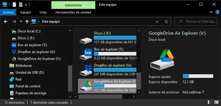 Windows Explroer with Air Live Drive
