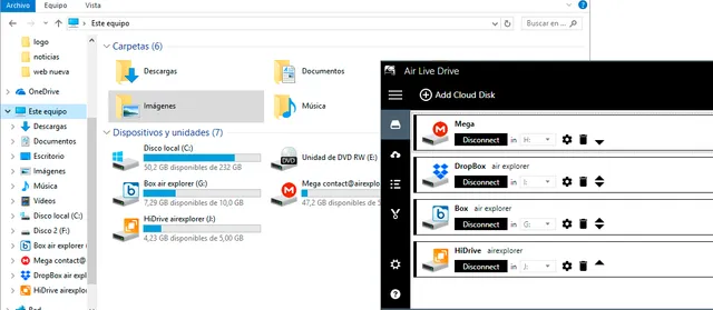Cloud drives in Windows Explorer