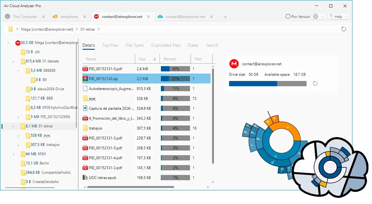 Air Cloud Analyzer visual cloud storage dashboard